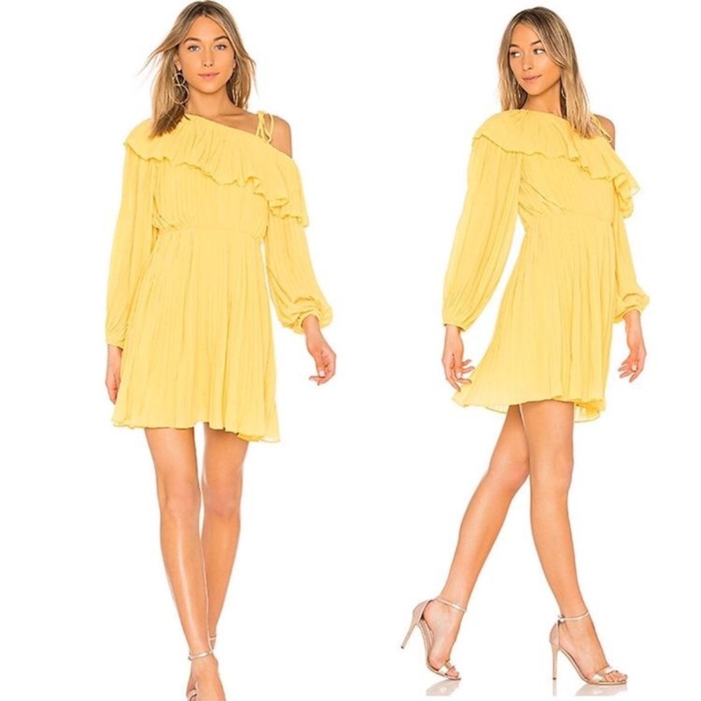 NWT REVOLVE ENDLESS ROSE ONE SHOULDER RUFFLE DRESS